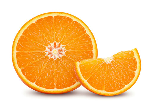 Vibrant, juicy orange halves and slices showcase fresh citrus goodness, perfect for vibrant food and drink projects