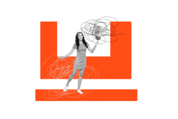 Artwork collage image of lovely pretty smiling housewife woman cleaning home isolated on creative drawing background