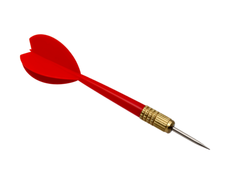 Red dart with gold accent isolated on transparent background