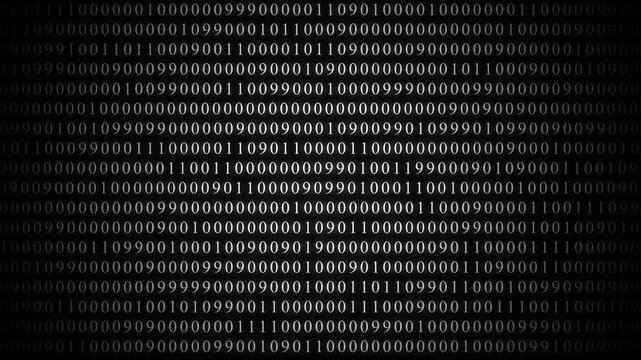 White Binary Code Pattern on Dark Gradient Background . Abstract digital numbers in a futuristic .