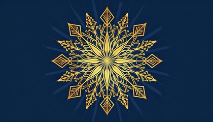 Ornate gold snowflake on a dark navy background