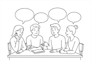 business people with speech bubbles