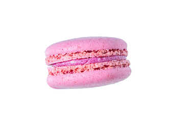 Purple macaron isolated on white background.