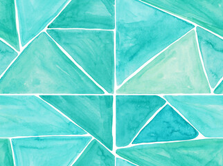 Abstract painted watercolor background. triangle shapes and geometric pattern color full