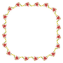 Autumn square frame of colorful leaves. Floral ornament of leaves. Bright autumnal plant illustration. Decorative background for your text, photo, etc.