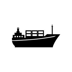Obraz premium cargo ship icon black silhouette vector illustration on transparent background
