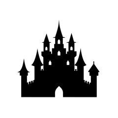 Obraz premium castle icon black silhouette vector illustration on transparent background