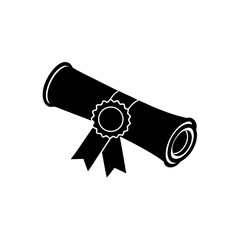 diploma icon black silhouette vector illustration on transparent background