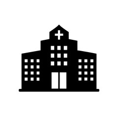hospital building icon black silhouette vector illustration on transparent background