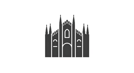 Obraz premium Silhouette of gothic cathedral architecture isolated on white background