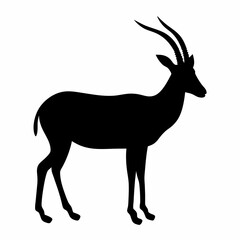 Fototapeta premium Elegant Silhouette of an Oryx Antelope Standing Profile on White Background