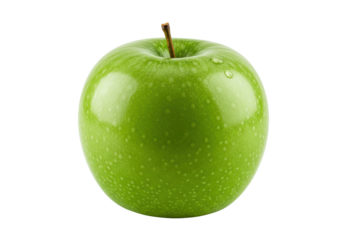 Isolated Granny Smith apple fresh from garden, water droplets, nutritious, healthy, juicy