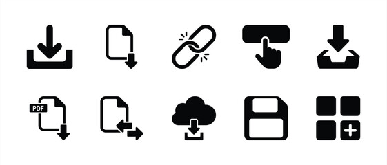 Download and File Management Icon Set. Vector Illustration