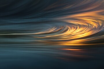 Dynamic Golden Swirls and Streaks in Abstract Motion Blur, Energetic Light Trails on Dark Background.