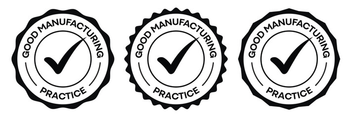 GMP Certified Badge Stickers Set – Good Manufacturing Practice Quality Assurance Seals for Products & Packaging