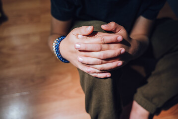 bride and groom holding hands