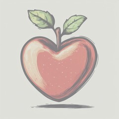 Unique red heart-shaped apple illustrating creativity and love for fruits in a minimalistic design style - Low Contrast