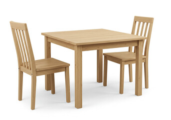 Chic natural wood dining set with two chairs offers a minimalist aesthetic perfect for modern homes and cozy dining spaces.