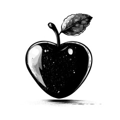 heart-shaped apple with a leaf on a background