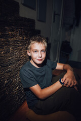 young boy looking at camera