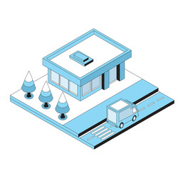 Obraz premium Isometric store building representing retail business commerce