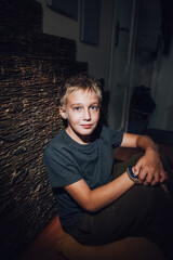 young boy looking at camera