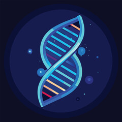 Futuristic Glowing DNA Double Helix Vector Illustration Representing Genetics, Biotechnology, and Scientific Innovation