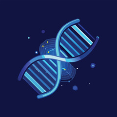 Futuristic Glowing DNA Double Helix Vector Illustration Representing Genetics, Biotechnology, and Scientific Innovation