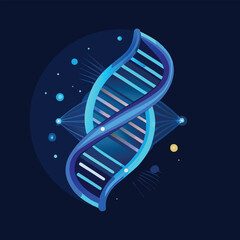 Futuristic Glowing DNA Double Helix Vector Illustration Representing Genetics, Biotechnology, and Scientific Innovation