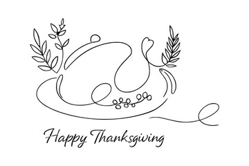 Celebrate autumn abundance with this minimalist elegant Thanksgiving turkey and festive foliage design
