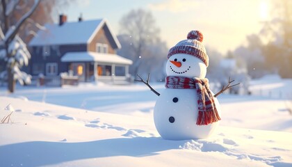 Snowman in a snowy landscape