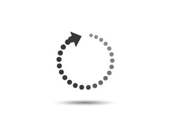 Dynamic circular loading indicator arrow with gradient dots, symbolizing process, progress, and anticipation for digital interfaces and applications.