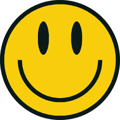 Simle Yellow face icon on a transparent background, vector flat design and digital illustration 