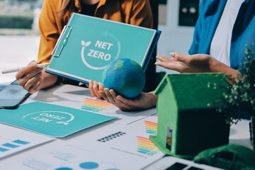 Businessman talks ESG environmental social governance policy for modish business.