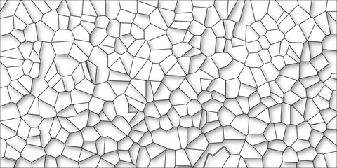 Obraz premium Abstract Voronoi Pattern Background with Black Outlines and Soft Shadows on White texture geometric