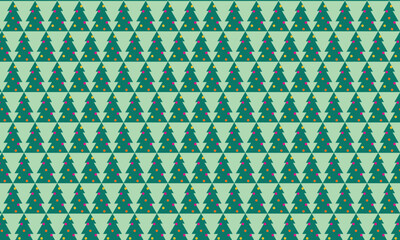 Christmas tree repeating pattern with baubles. Holiday vector seamless ornament for textile, fabric, interior, ceramic, wallpaper, paper decoration