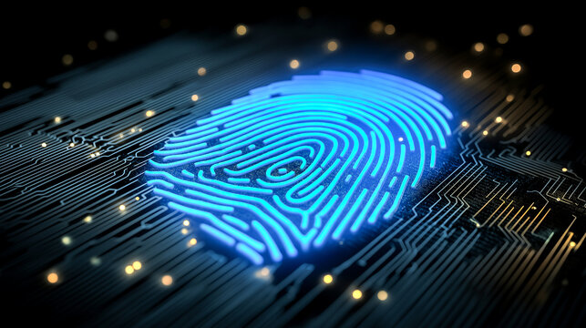 Fingerprint scan glowing cybersecurity theme