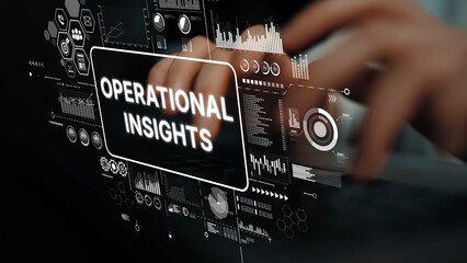 Person Engaging with Data Analytics Displaying Operational Insights and Graphical User Interface Elements. Asymptotic smart data analytic.