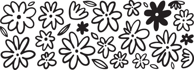 Ink Brush Abstract Floral Pattern Poster – Modern Botanical Art Print, Decorative Wall Art, Minimalist Flower Illustration, Contemporary Oriental Brush Painting for Home and Graphic Design