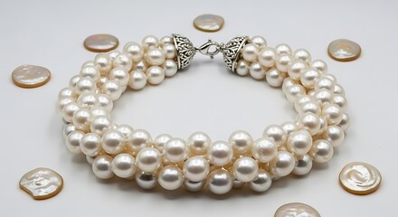 Elegant Pearl Necklace with Multiple Strands.
