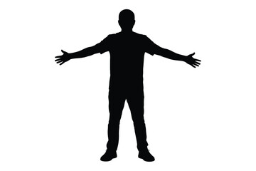 Silhouette of a man with arms outstretched in a welcoming gesture