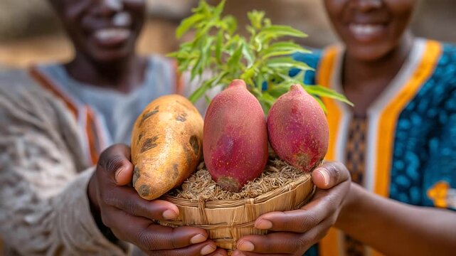 CSA share pickup with Brazilian participants dividing manioc and açaí agroecological community harvest cultural sustainable produce new crop market celebration