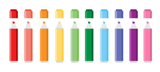Colorful marker pens set. Highlighter pencil for school or kids