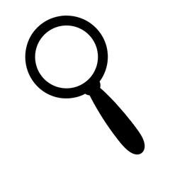Simple flat black and white magnifying glass icon for search concept