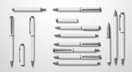 Elegant Collection of White Writing Instruments for Professional Use