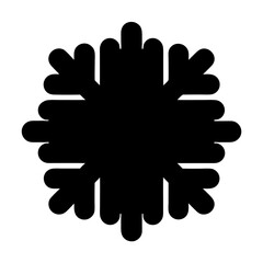 Abstract Geometric Snowflake Illustration with Rounded Edges and Solid Black Fill