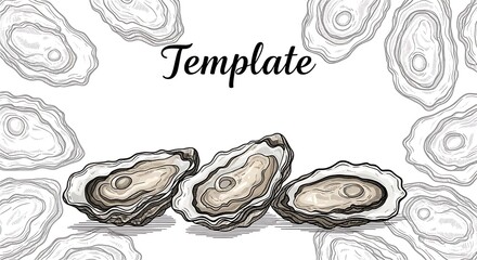 Oysters Illustration Template.