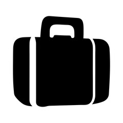 Iconographic representation of a black suitcase with white highlights around edges