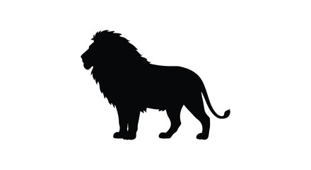 Majestic Lion Silhouette Standing Proudly Against a Clean White Background