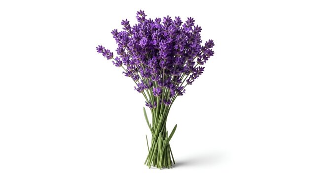 Fresh bouquet of purple flowers isolated on white background.